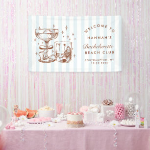 Retro-moderne blaue und braune Junggesellinnenabsc Banner