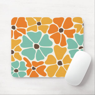 Retro-Moderne Blumen im Mid-Century-Style Mousepad