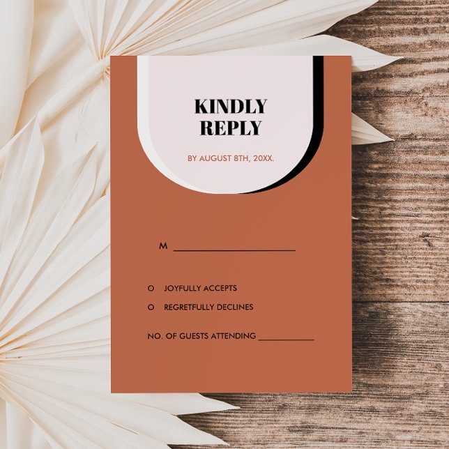 Rétro Moderne Blush Terracotta Noir et Blanc RSVP (Créateur téléchargé)