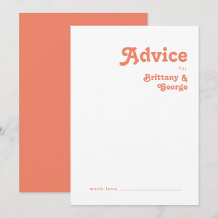 Rétro moderne   Carte de conseil Mariage corail