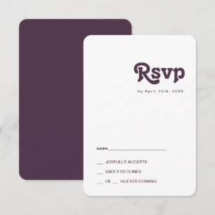 Rétro moderne   Carte RSVP Arêtes arrondies violet