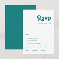 Rétro moderne | Carte RSVP Turquoise Choix de menu