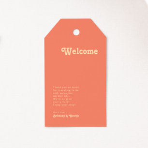 Rétro moderne Coral Mariage Bienvenue étiquettes