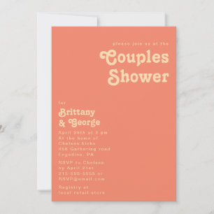 Rétro moderne Couples de corail Invitation douch