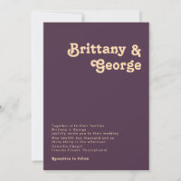 Rétro moderne | Faire-part de mariage pourpre fonc