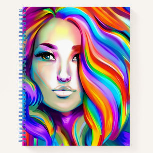 Rétro moderne femme avec Rainbow Hair Journal