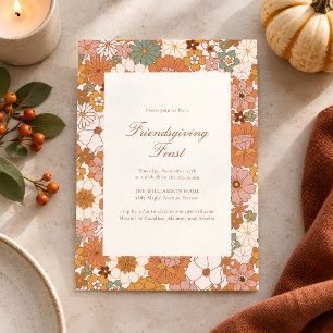 Retro-moderne Floral Thanksgiving Friendsgiving  Einladung