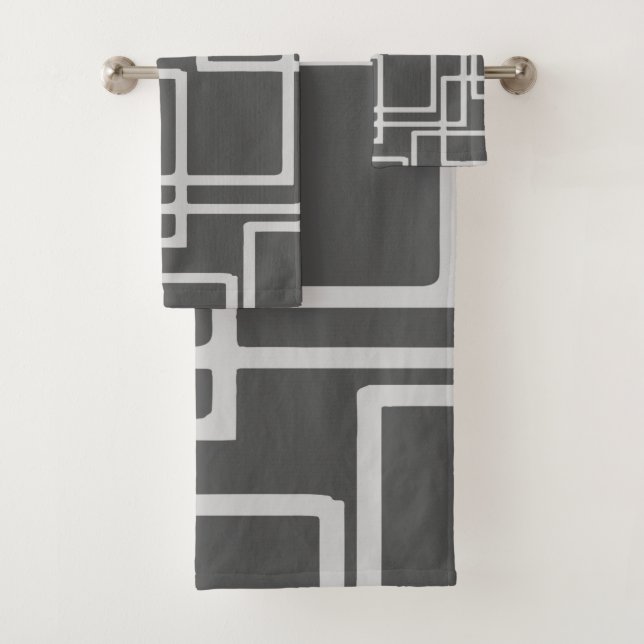Retro moderne geblichene Schiefer-Quadrate auf Badhandtuch Set (Insitu)