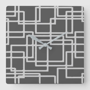Retro moderne geblichene Schiefer-Quadrate auf Quadratische Wanduhr