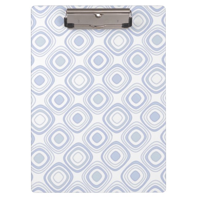 Retro Moderne geometrische Formen in Weiß und Blau Klemmbrett (Vorderseite)