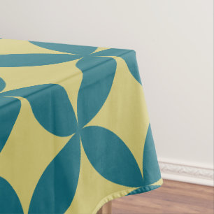 Retro-Moderne geometrische Mitteljahrhundert-Blau- Tischdecke