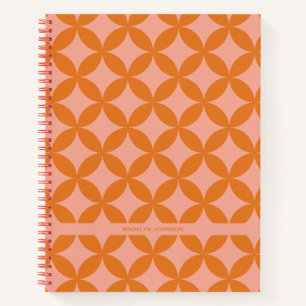 Retro-Moderne Geometrische Orange Sonne im Mid-Cen Notizbuch