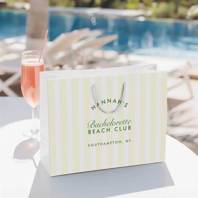 Retro Moderne grüne und gelbe Bachelorette Große Geschenktüte (Retro Modern Green & Yellow Bachelorette Large Gift Bag)