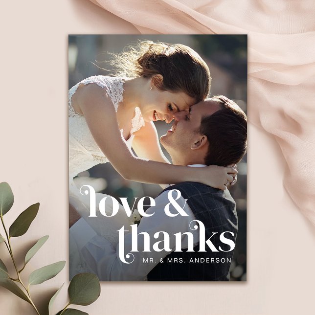 Retro Moderne Hochzeit Dankeskarte (Von Creator hochgeladen)