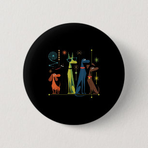 Retro Moderne Hunde 50er 60er Style Button