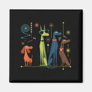 Retro Moderne Hunde 50er 60er Style Magnet