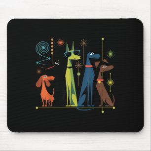 Retro Moderne Hunde 50er 60er Style Mousepad