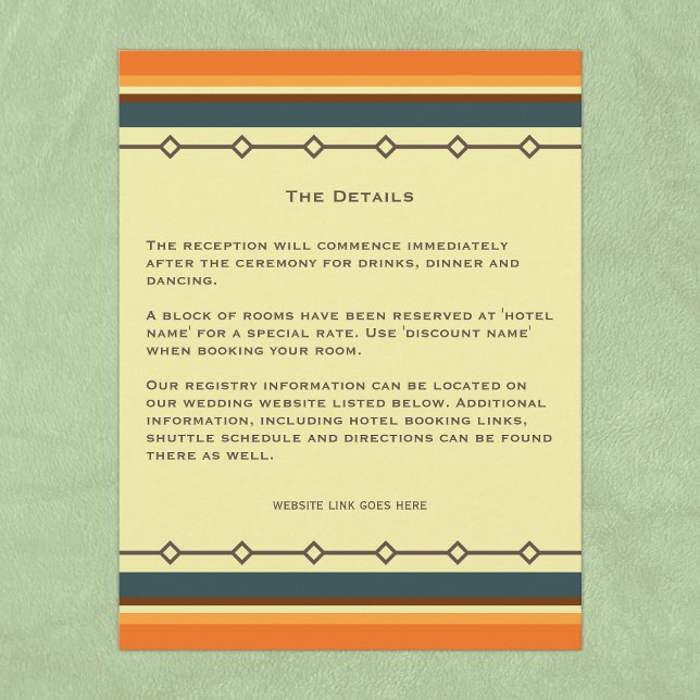 Retro Moderne Inspirierte Hochzeit Mitte des Jahrh Begleitkarte (Von Creator hochgeladen)