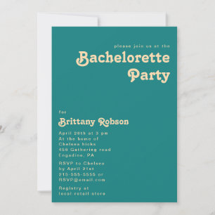 Rétro moderne   Invitation Turquoise Bachelorette 