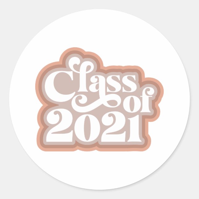 Retro Moderne Klasse von 2021 Runder Aufkleber (Vorderseite)