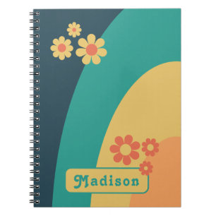 Retro Moderne Kurven-Daisy-Name Notizblock