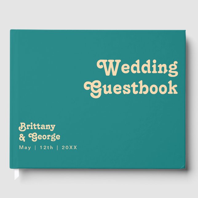 Rétro moderne | Livre d'or Mariage Turquoise (Recto)