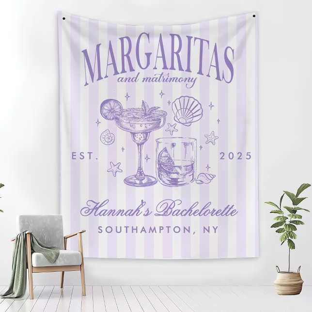Retro Moderne Margaritas und Matrimone Striped Bac Fleecedecke (Von Creator hochgeladen)