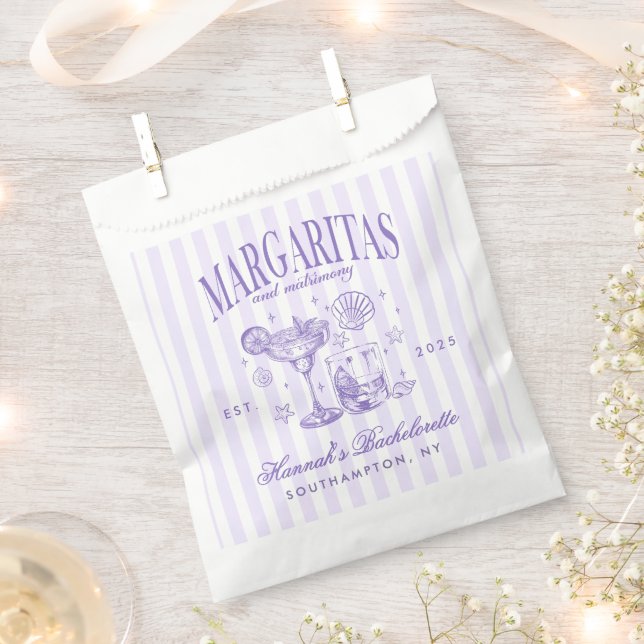 Retro Moderne Margaritas und Matrimone Striped Bac Geschenktütchen (Ausgeschnitten)