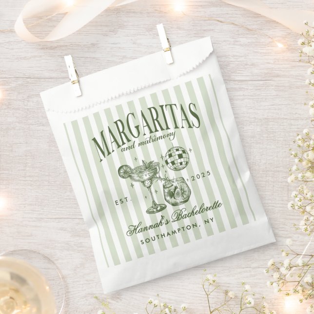 Retro Moderne Margaritas und Matrimone Striped Bac Geschenktütchen (Ausgeschnitten)