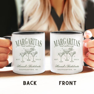 Retro Moderne Margaritas und Matrimone Striped Bac Kaffeetasse