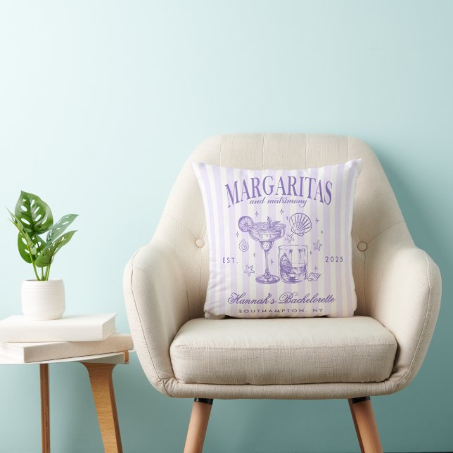 Retro Moderne Margaritas und Matrimone Striped Bac Kissen (Stuhl )