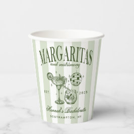 Retro Moderne Margaritas und Matrimone Striped Bac Pappbecher
