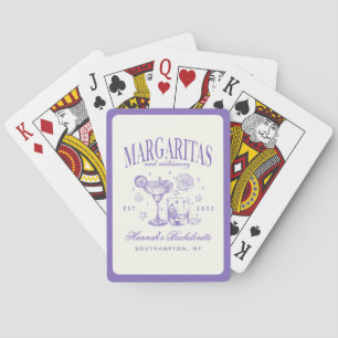 Retro Moderne Margaritas und Matrimone Striped Bac Spielkarten