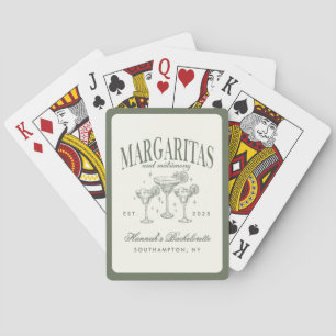 Retro Moderne Margaritas und Matrimone Striped Bac Spielkarten
