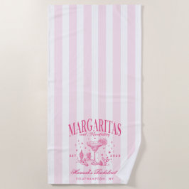 Retro Moderne Margaritas und Matrimone Striped Bac Strandtuch