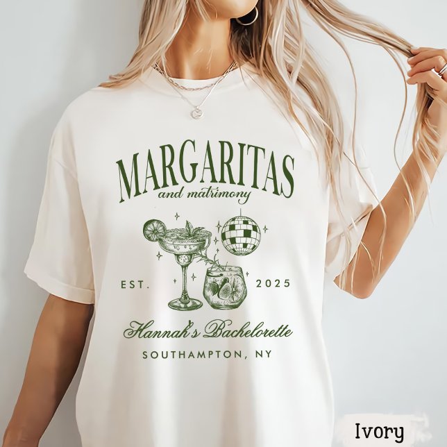 Retro Moderne Margaritas und Matrimone Striped Bac T-Shirt (Von Creator hochgeladen)