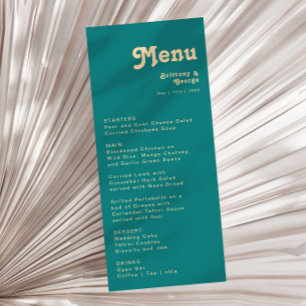 Rétro moderne   Menu Dîner Mariage Turquoise