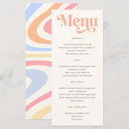 Retro Moderne Minimalistische Pastelsommerhochzeit Menükarte