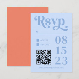 Retro Moderne Minimalistische Pfirsich und Blue We RSVP Karte
