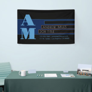 Retro-moderne Monogram & bearbeitbare Formen & Far Banner