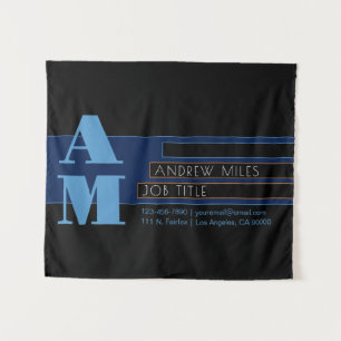 Retro-moderne Monogram & bearbeitbare Formen & Far Wandteppich