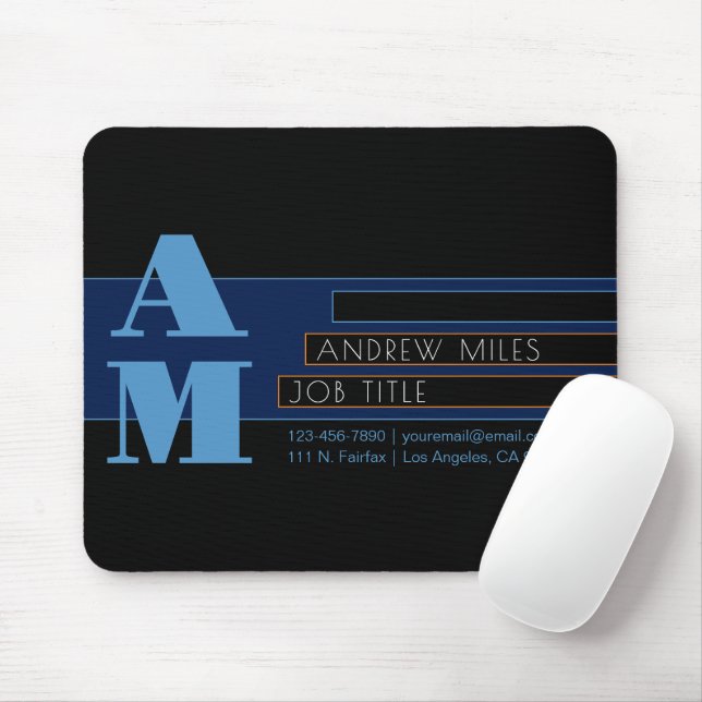 Retro-moderne Monogramme & editierbare Formen & Fa Mousepad (Mit Mouse)