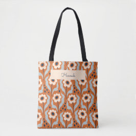 Retro Moderne Orangeneier Blume Individuelle Name Tasche