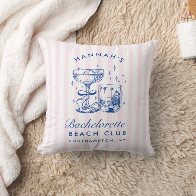 Retro Moderne Pink & Blue Junggesellinnen-Wochenen Kissen (Decke)