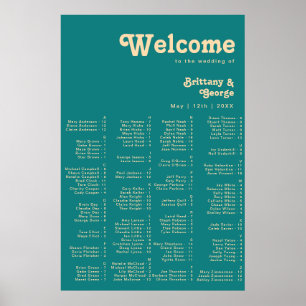 Rétro moderne   Poster Turquoise de siège alphabét