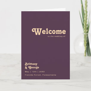 Rétro moderne   Programme de mariage plié violet f