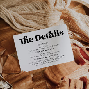 Retro Moderne Schwarz-Weiß-Hochzeitsdetails Begleitkarte