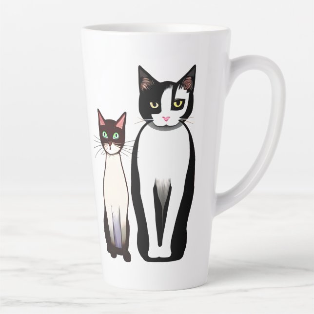 Retro Moderne schwarze und weiße Katze und Kitten Milchtasse (Rechts)