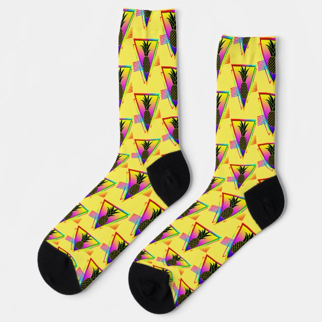 Retro Moderne Silhouette Ananas Sommerfrucht Socken (Linkes Detail)