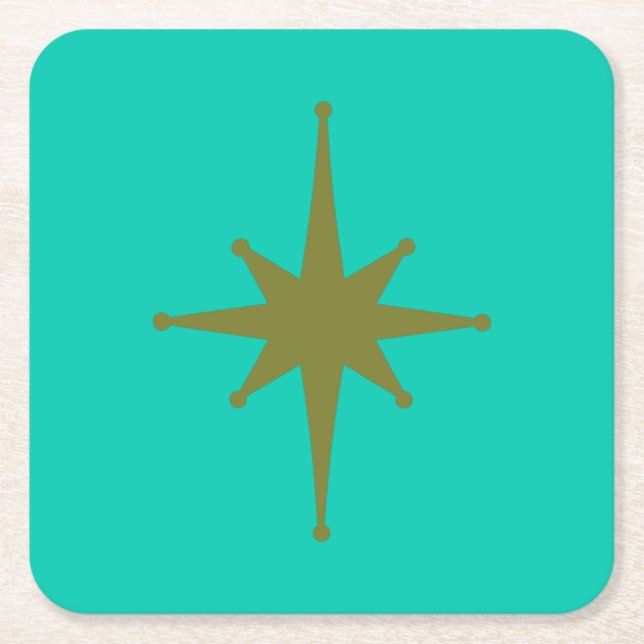 Retro Moderne Sternexplosion Mitte des Jahrhundert Rechteckiger Pappuntersetzer (Vorderseite)